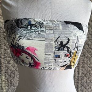 Better Be Graphic Print Tube Top - Black, Pink, Yellow